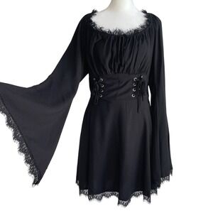 Hot Topic Cosmic Aura Corset Bell Sleeve Dress XL Vampy Whimsigoth Dark Fairy